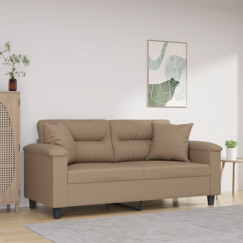 vidaXL 2-Sitzer-Sofa mit Zierkissen Schwarz 120 cm Kunstleder