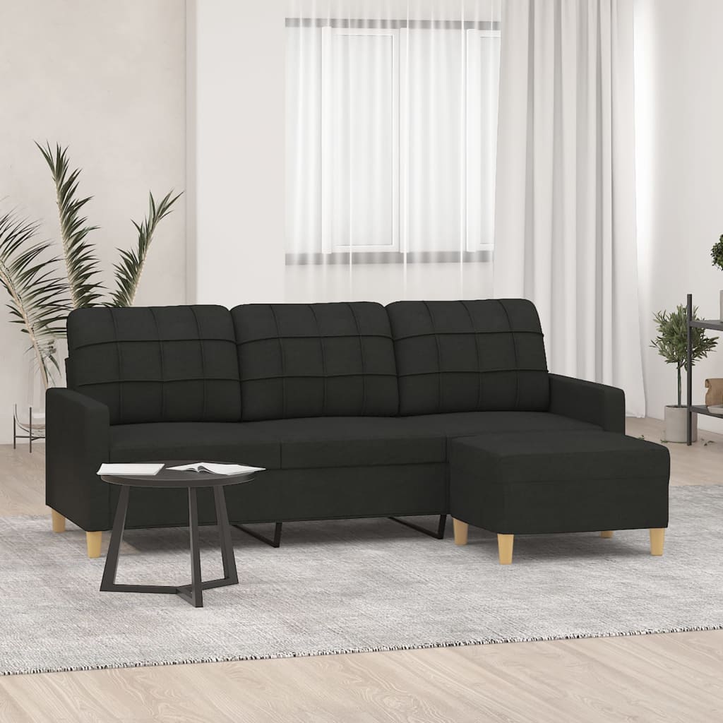 vidaXL 3-Sitzer-Sofa mit Hocker Hellgrau 180 cm Stoff