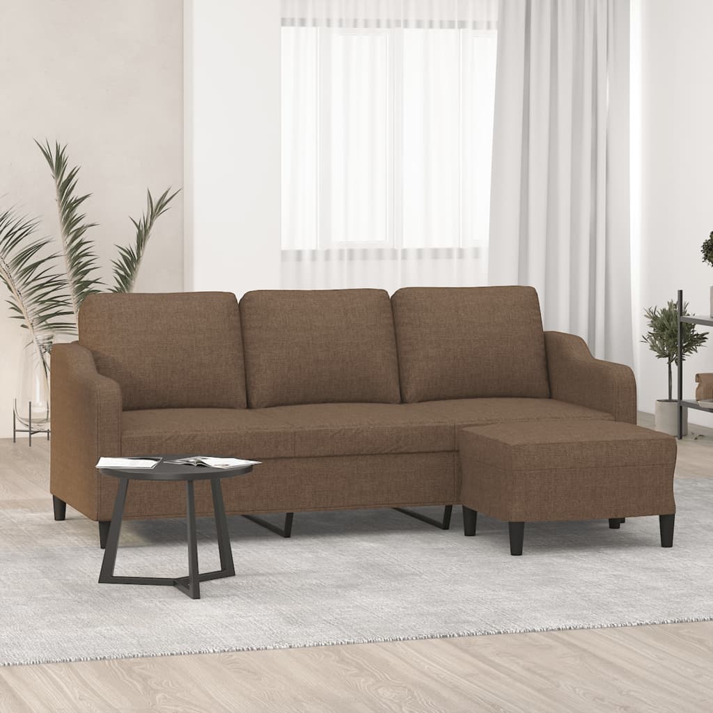 vidaXL 3-Sitzer-Sofa mit Hocker Hellgrau 180 cm Stoff