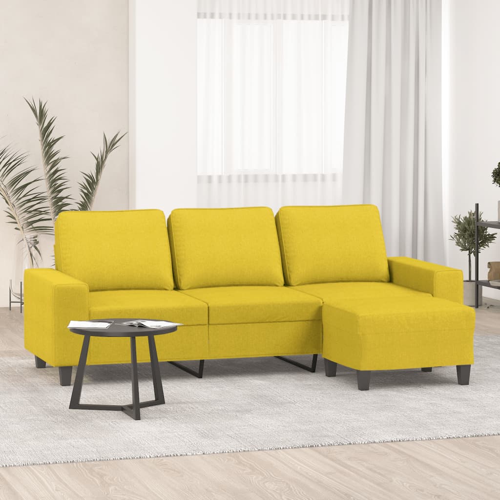 vidaXL 3-Sitzer-Sofa mit Hocker Hellgrau 180 cm Stoff