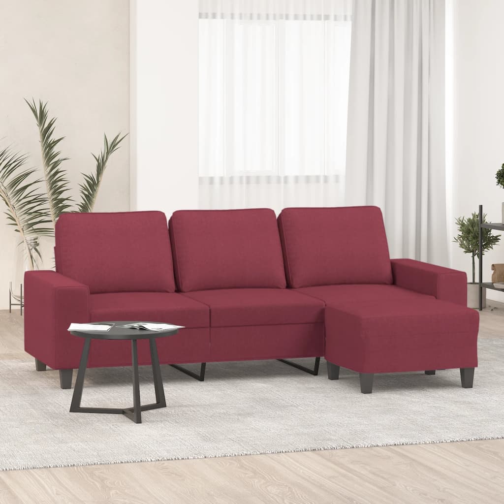 vidaXL 3-Sitzer-Sofa mit Hocker Hellgrau 180 cm Stoff