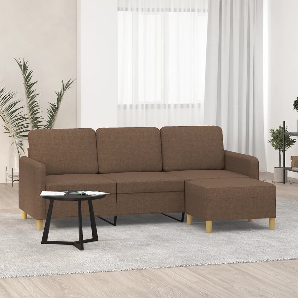 vidaXL 3-Sitzer-Sofa mit Hocker Hellgrau 180 cm Stoff