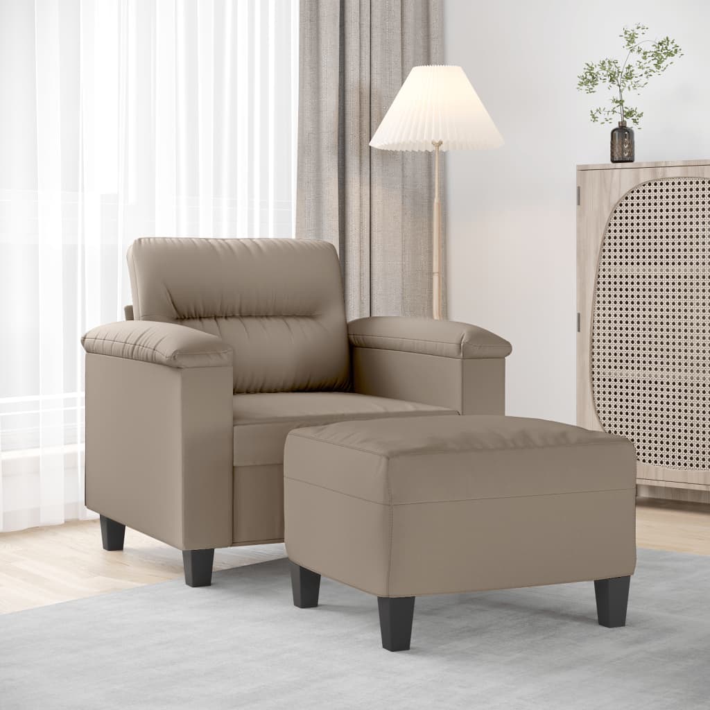 vidaXL Sessel mit Hocker Taupe 60 cm Mikrofasergewebe