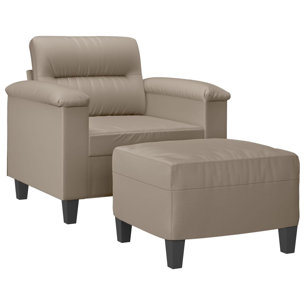 vidaXL Sessel mit Hocker Taupe 60 cm Mikrofasergewebe