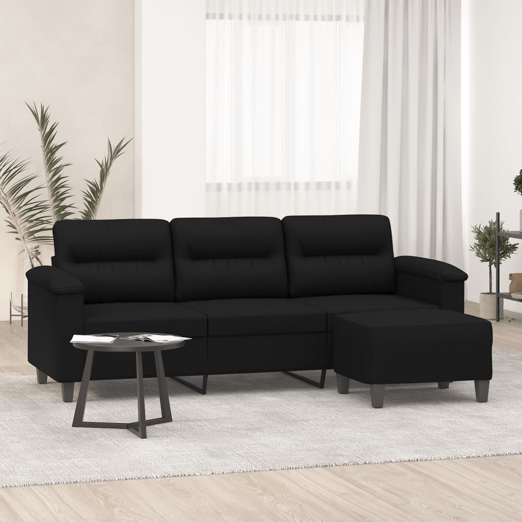 vidaXL 3-Sitzer-Sofa mit Hocker Taupe 180 cm Mikrofasergewebe