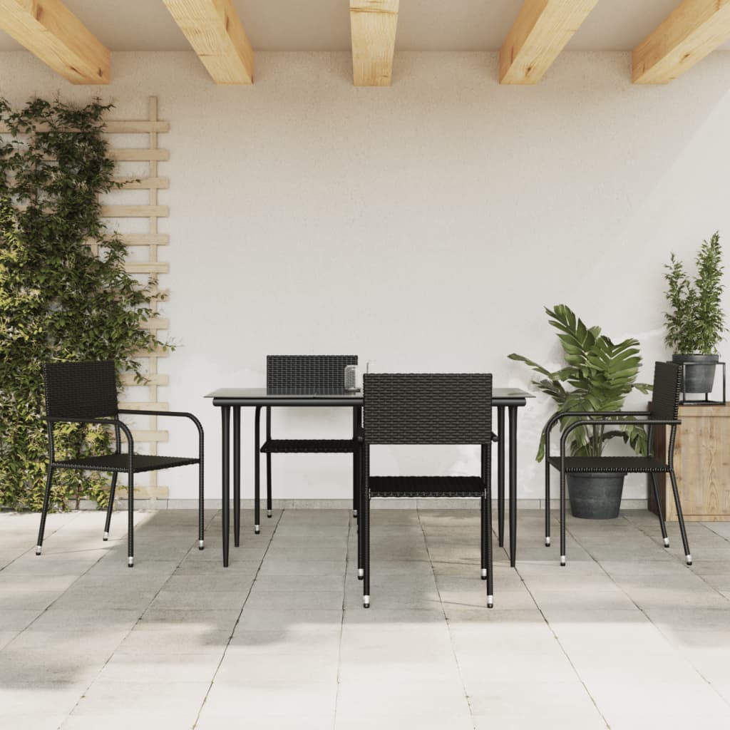 vidaXL 3-tlg. Garten-Essgruppe Schwarz Poly Rattan und Stahl