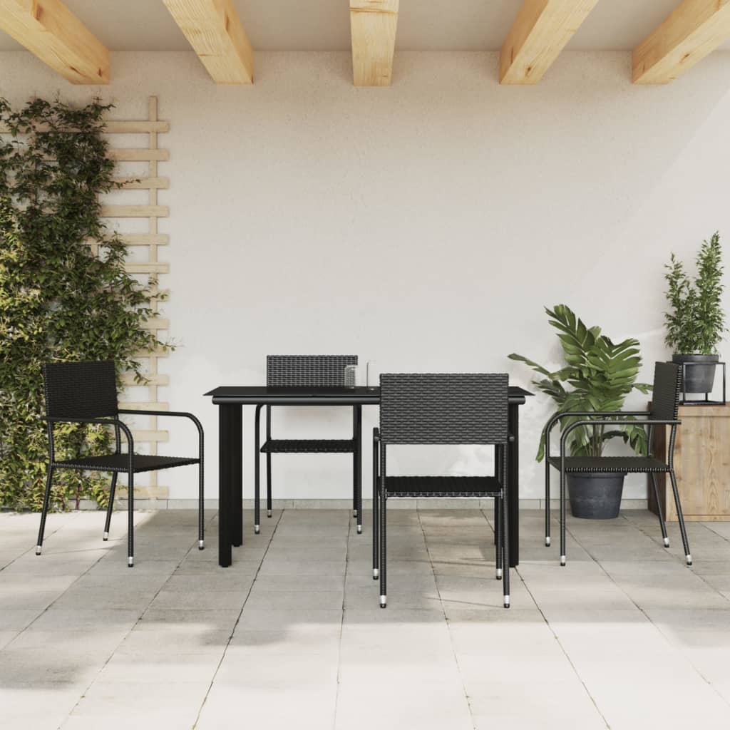 vidaXL 3-tlg. Garten-Essgruppe Schwarz Poly Rattan und Stahl