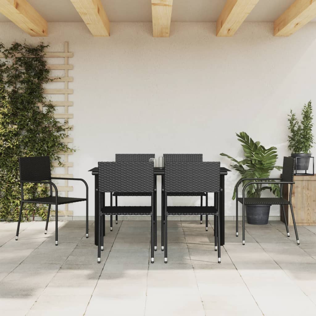 vidaXL 3-tlg. Garten-Essgruppe Schwarz Poly Rattan und Stahl