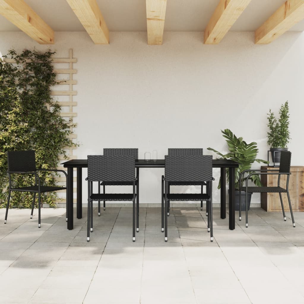 vidaXL 3-tlg. Garten-Essgruppe Schwarz Poly Rattan und Stahl