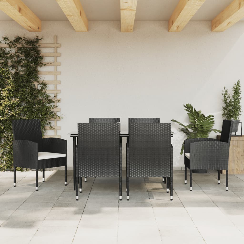 vidaXL 3-tlg. Garten-Essgruppe Schwarz Poly Rattan und Stahl