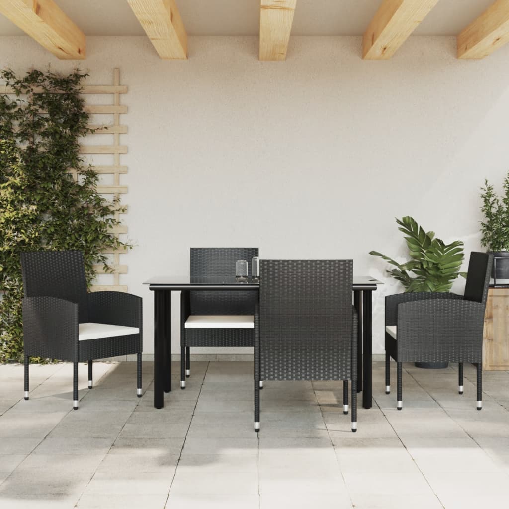 vidaXL 3-tlg. Garten-Essgruppe Schwarz Poly Rattan und Stahl