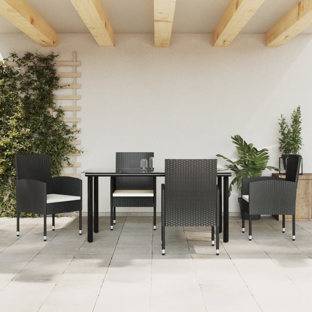 vidaXL 3-tlg. Garten-Essgruppe Schwarz Poly Rattan und Stahl
