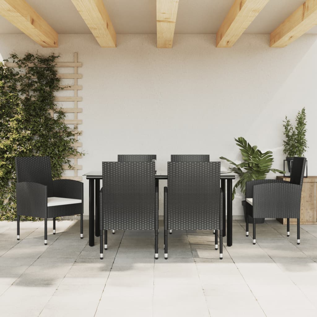 vidaXL 3-tlg. Garten-Essgruppe Schwarz Poly Rattan und Stahl