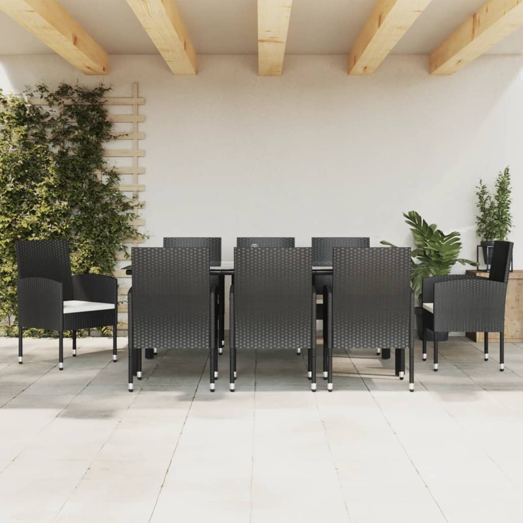 vidaXL 3-tlg. Garten-Essgruppe Schwarz Poly Rattan und Stahl