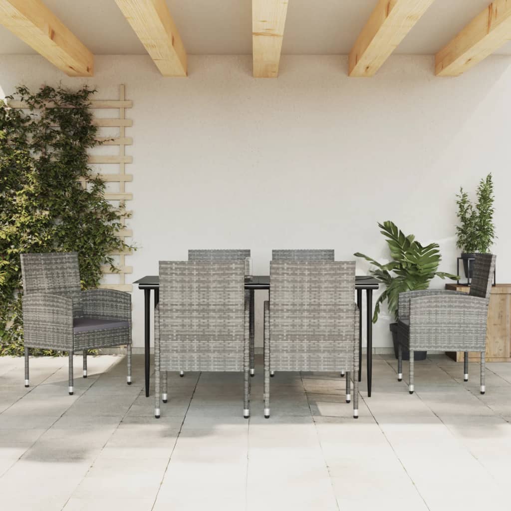 vidaXL 3-tlg. Garten-Essgruppe Grau und Schwarz Poly Rattan und Stahl