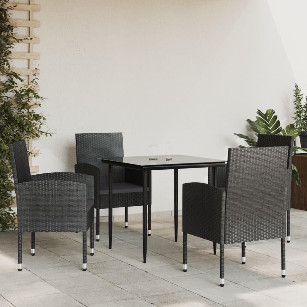 vidaXL 3-tlg. Garten-Essgruppe Schwarz Poly Rattan und Stahl