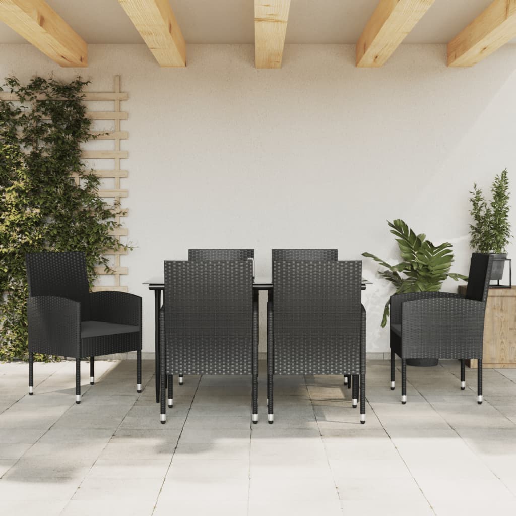 vidaXL 3-tlg. Garten-Essgruppe Schwarz Poly Rattan und Stahl