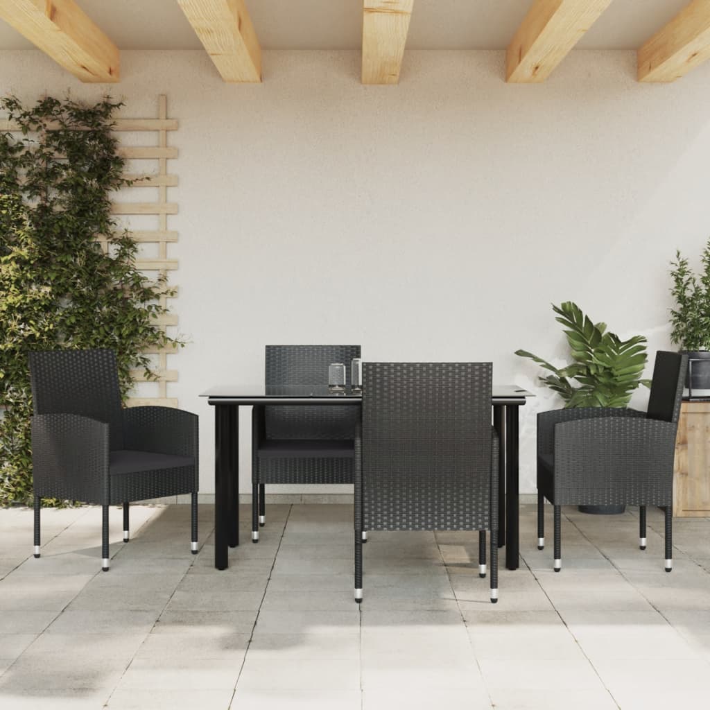 vidaXL 3-tlg. Garten-Essgruppe Schwarz Poly Rattan und Stahl