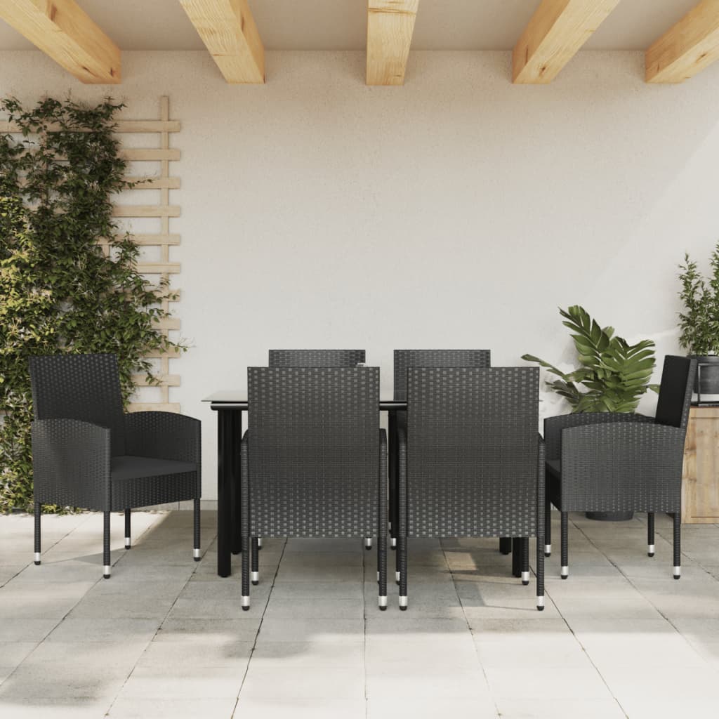 vidaXL 3-tlg. Garten-Essgruppe Schwarz Poly Rattan und Stahl