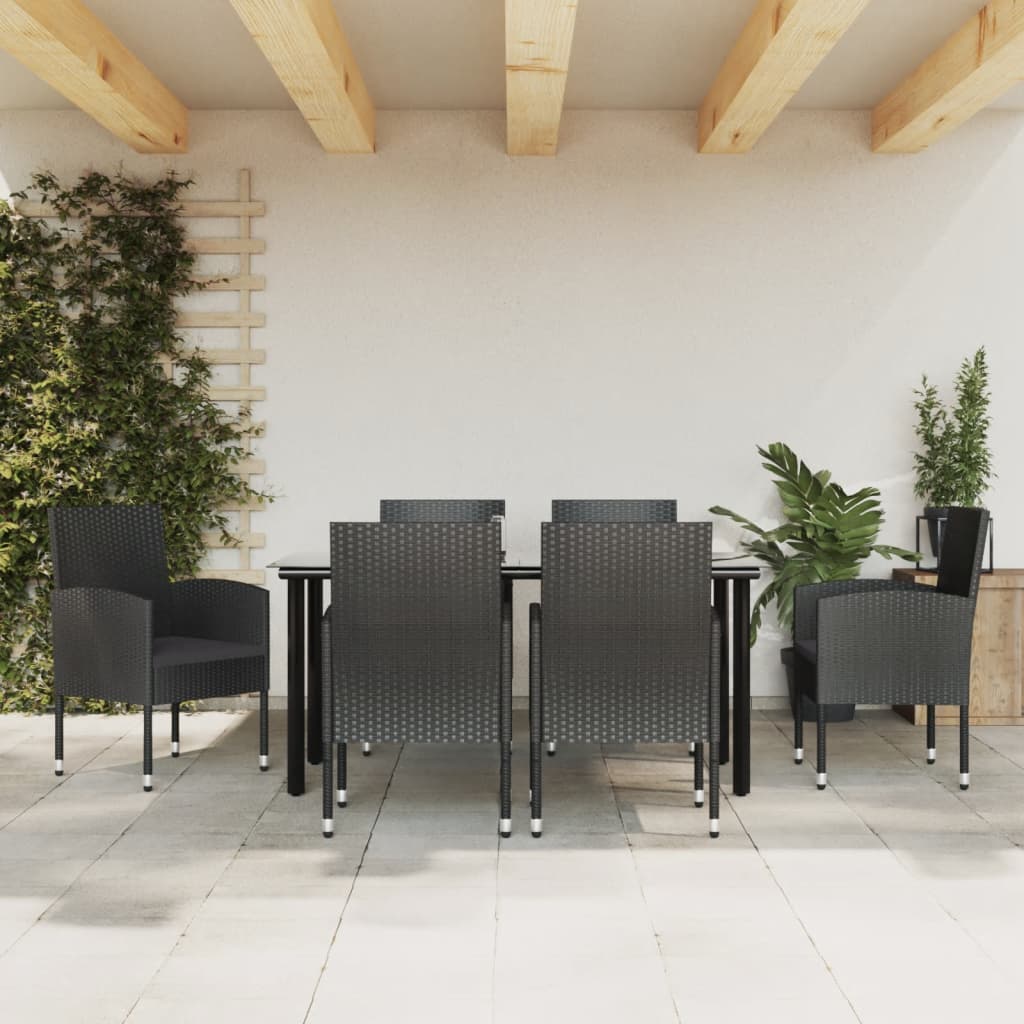 vidaXL 3-tlg. Garten-Essgruppe Schwarz Poly Rattan und Stahl