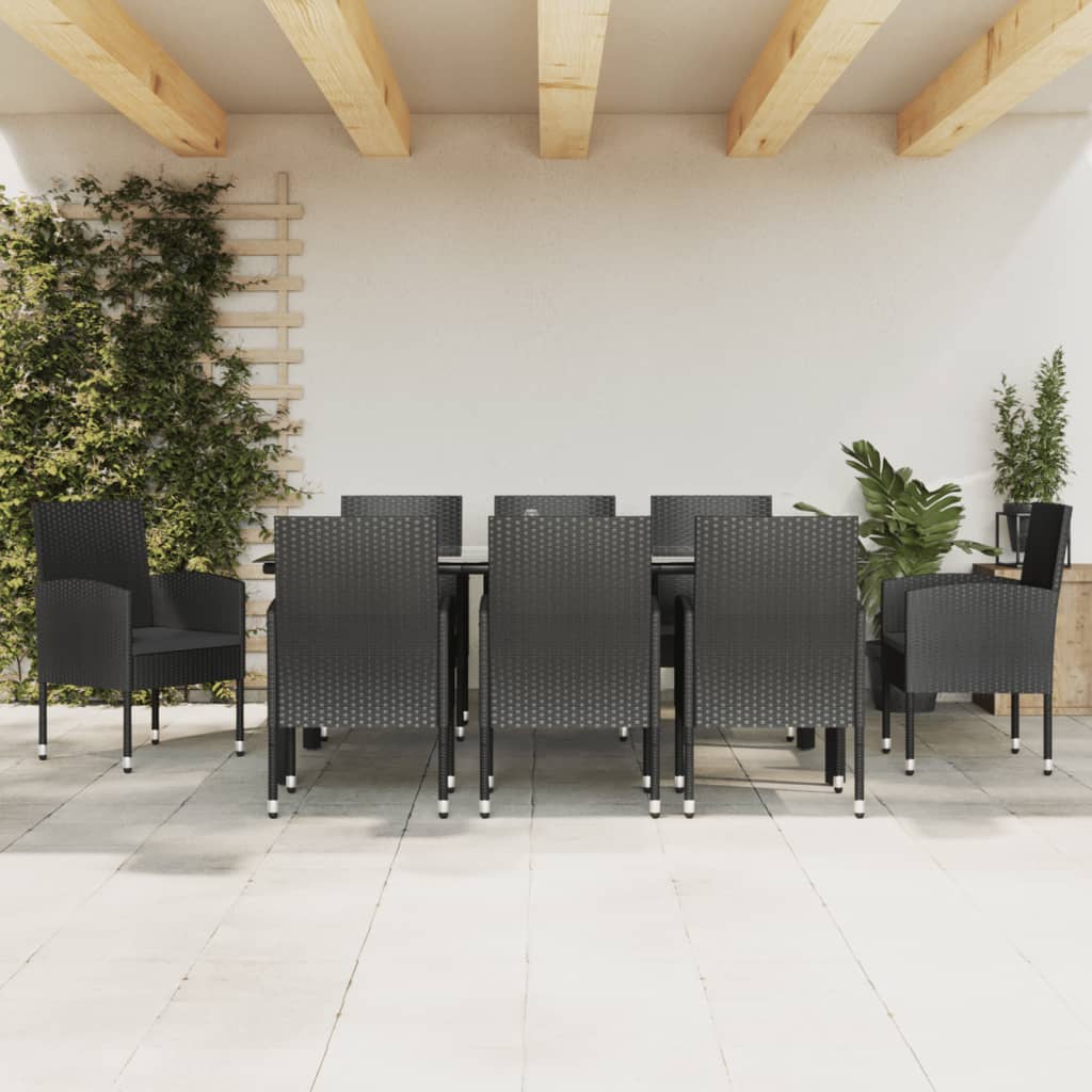 vidaXL 3-tlg. Garten-Essgruppe Schwarz Poly Rattan und Stahl