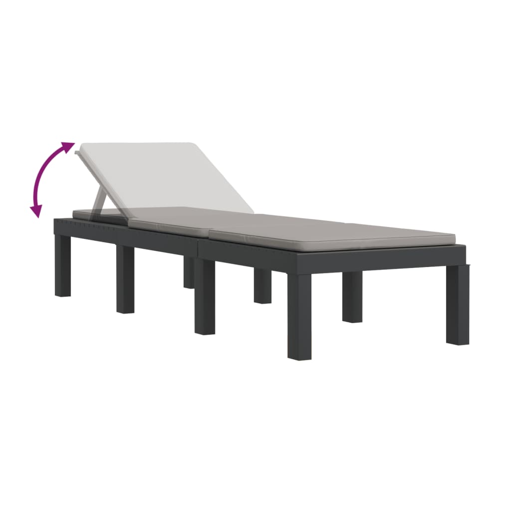 vidaXL 3-tlg. Garten-Lounge-Set mit Kissen Anthrazit PP