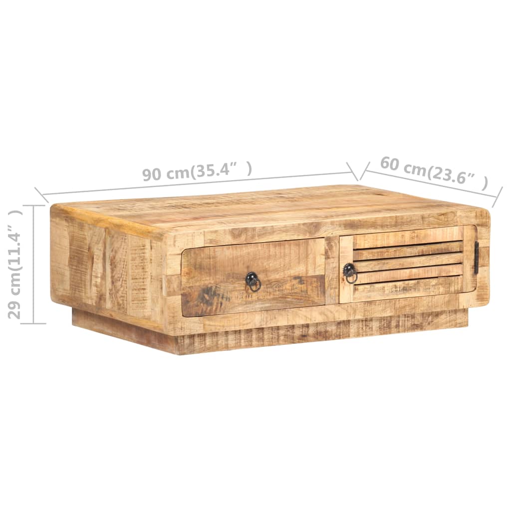 vidaXL Couchtisch 90x60x29 cm Raues Mangoholz