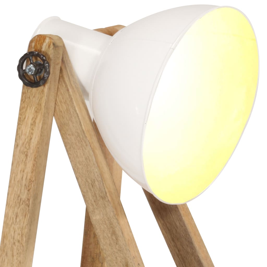vidaXL Stehlampe Weiß E27 Mango Massivholz