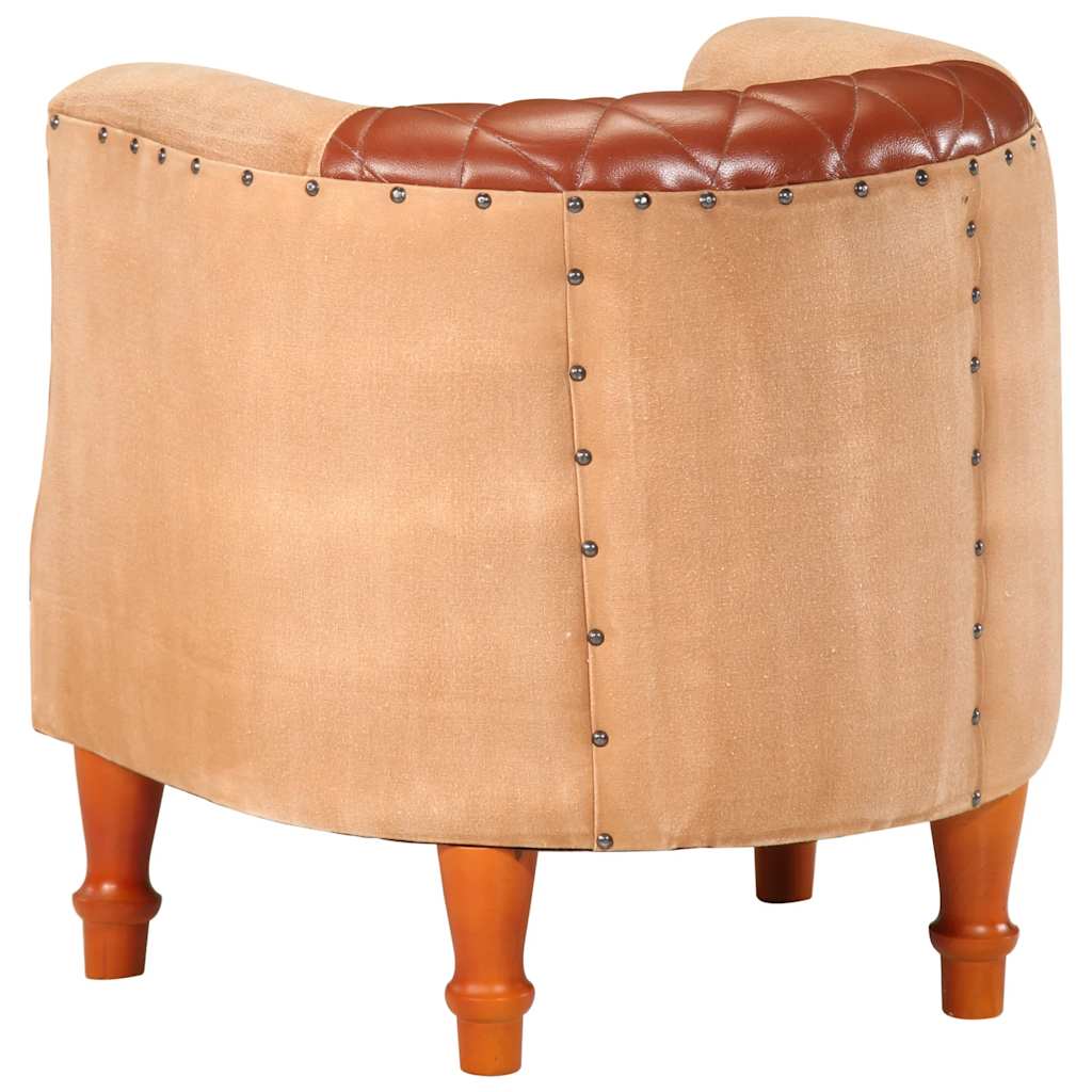 vidaXL Sessel Braun Echtleder und Massivholz Mango