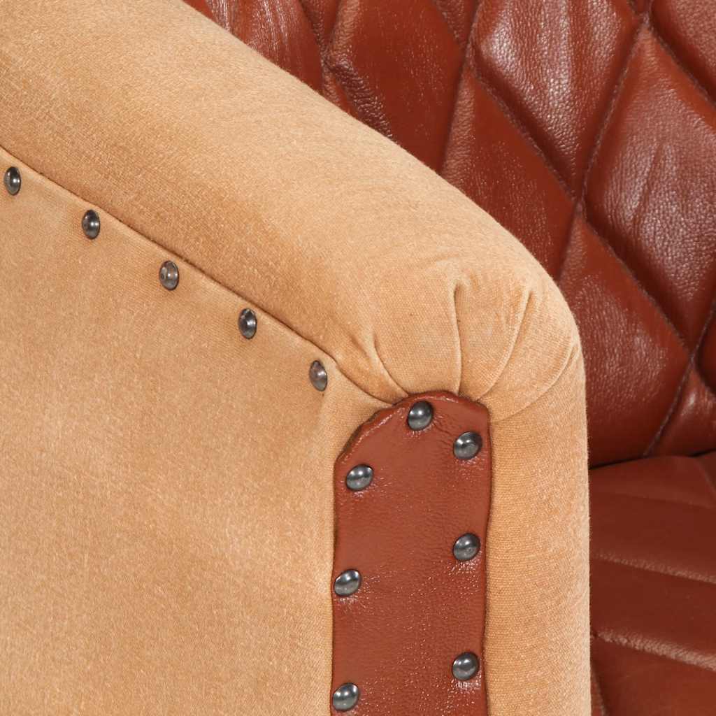 vidaXL Sessel Braun Echtleder und Massivholz Mango