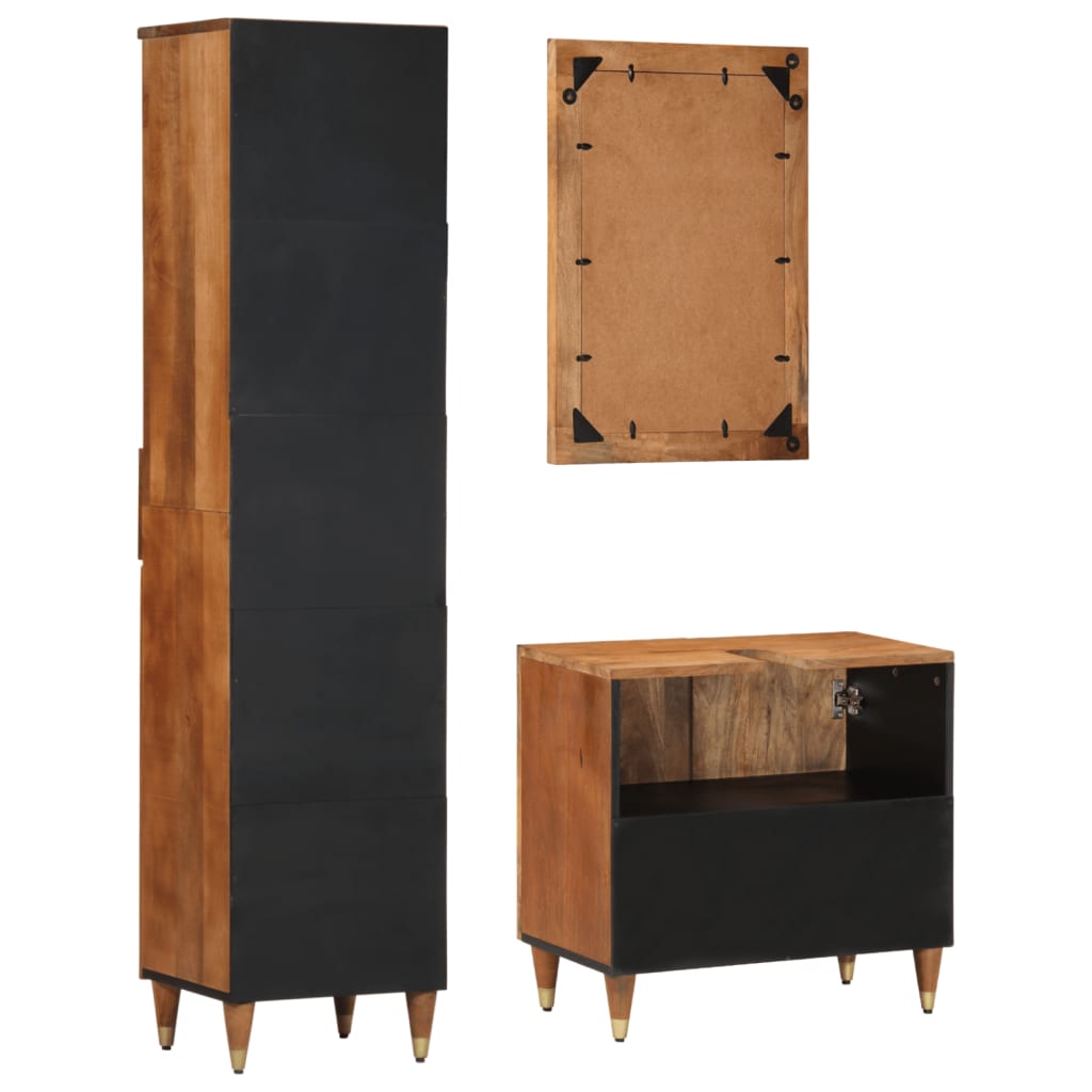 vidaXL 3-tlg. Badmöbel-Set Massivholz Mango