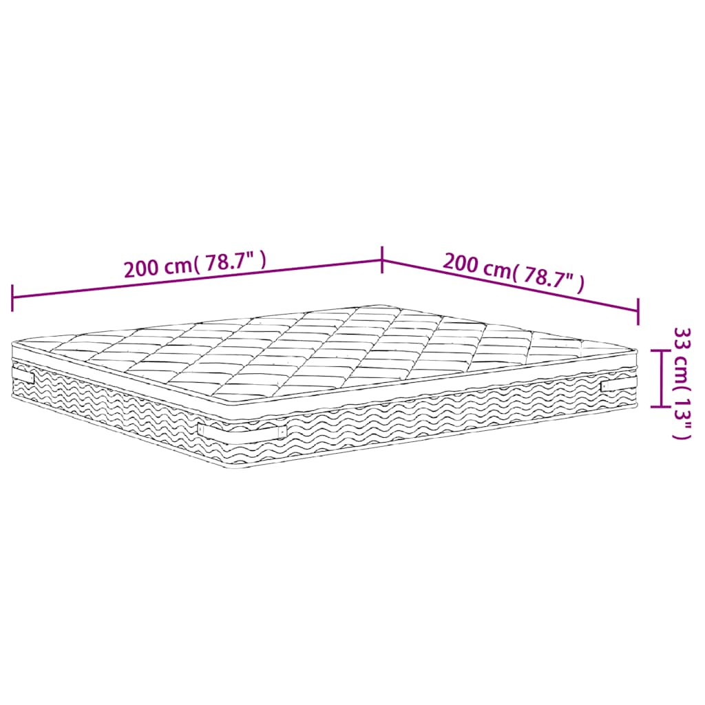 vidaXL Matratze Taschenfederkern Medium Plus 200x200 cm