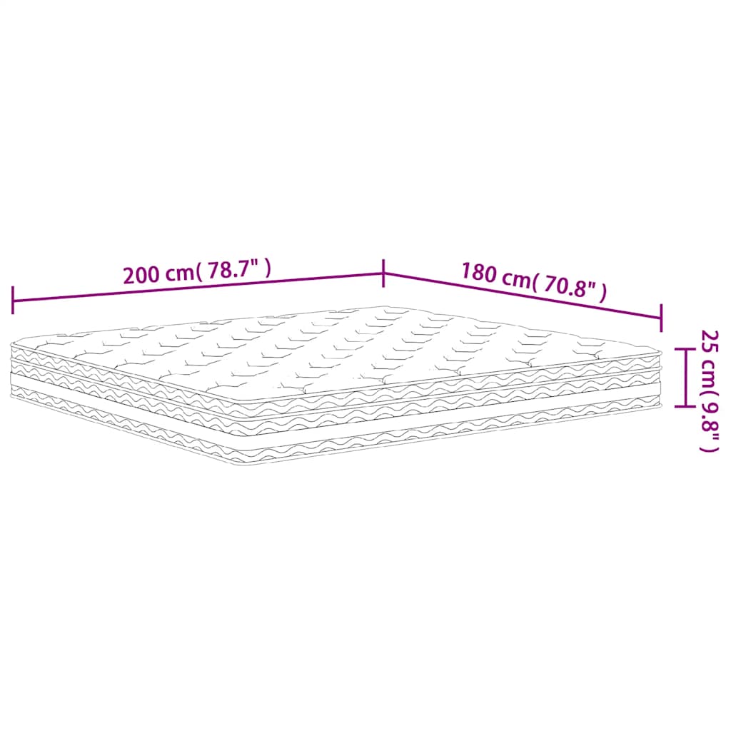 vidaXL Matratze Taschenfederkern Mittel 180x200 cm