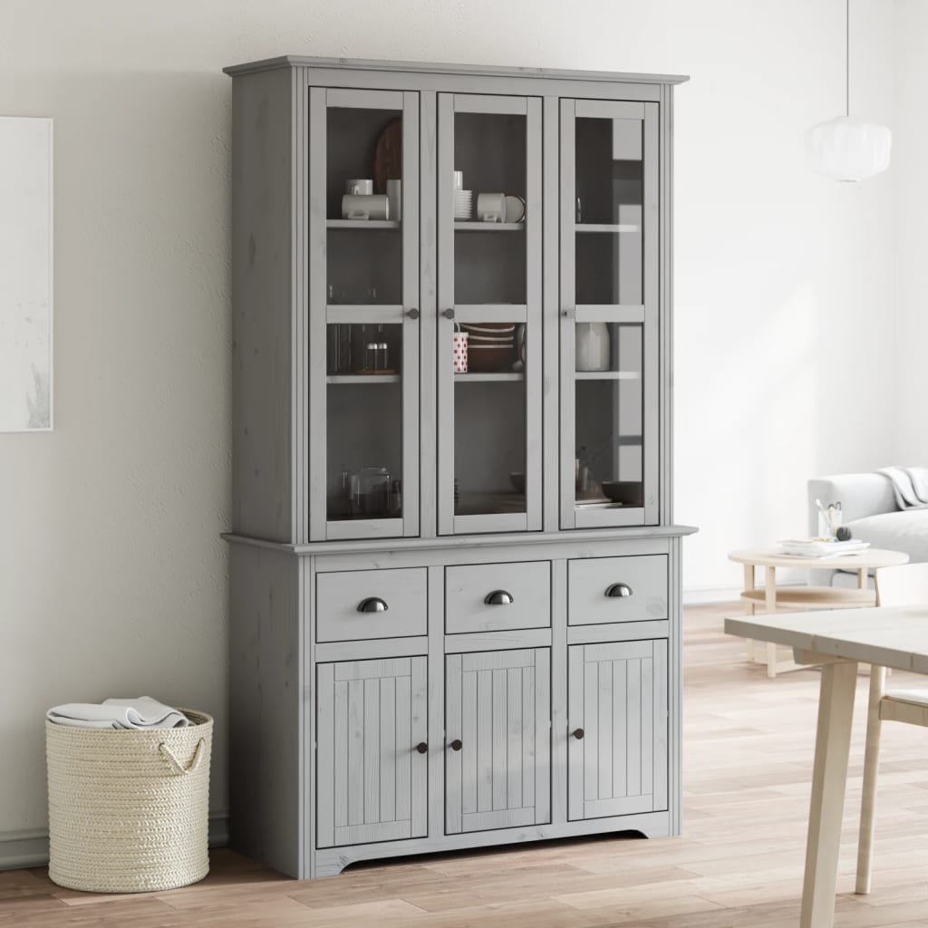 vidaXL Highboard BODO Weiß 115,5x43x200,5 cm Massivholz Kiefer