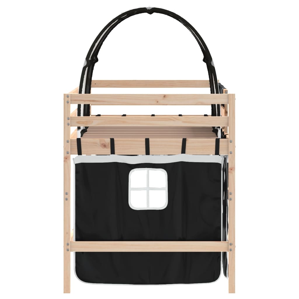 vidaXL Kinderhochbett mit Tunnel Weiß & Schwarz 80x200 cm Kiefernholz