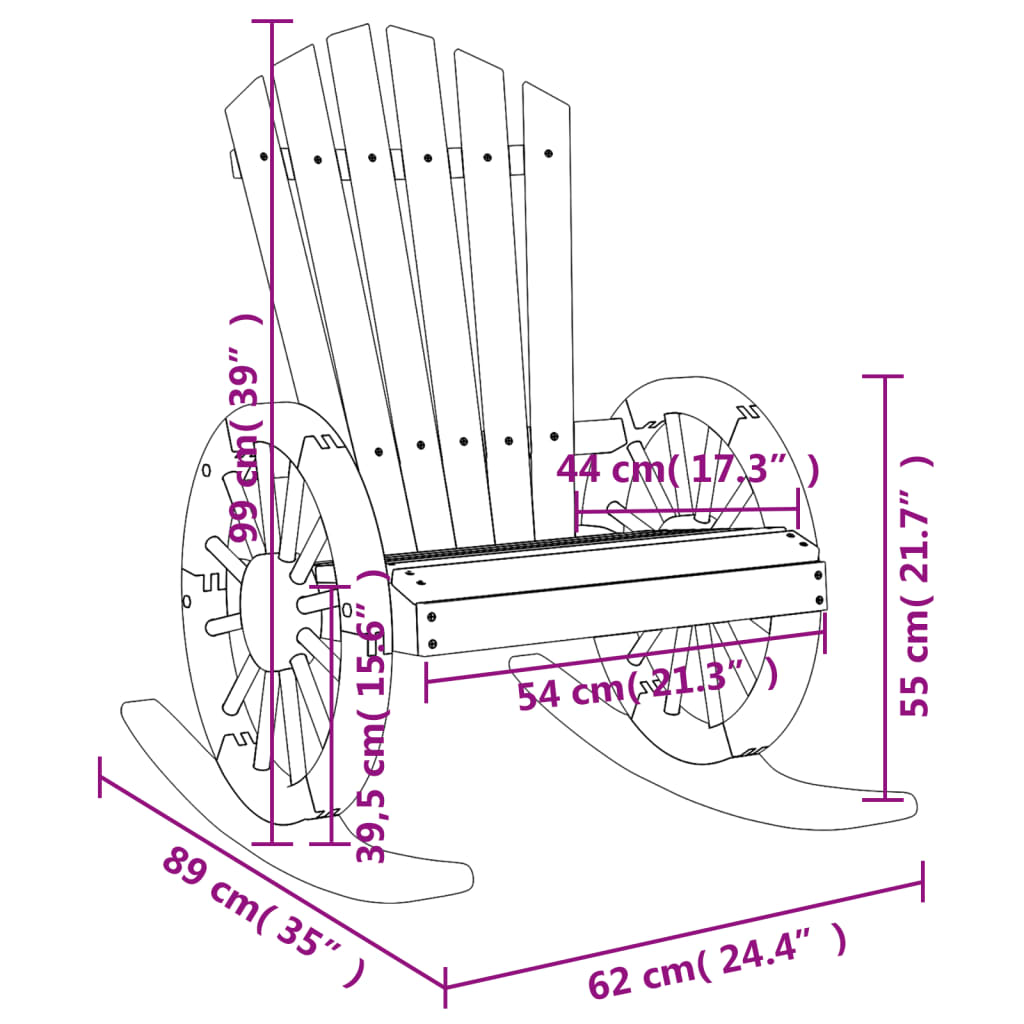 vidaXL Adirondack-Schaukelstühle 2 Stk. Massivholz Tanne