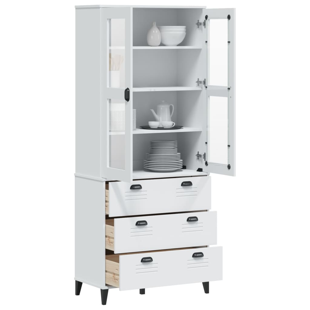 vidaXL Highboard VIKEN Weiß 80x40x190 cm Massivholz Kiefer