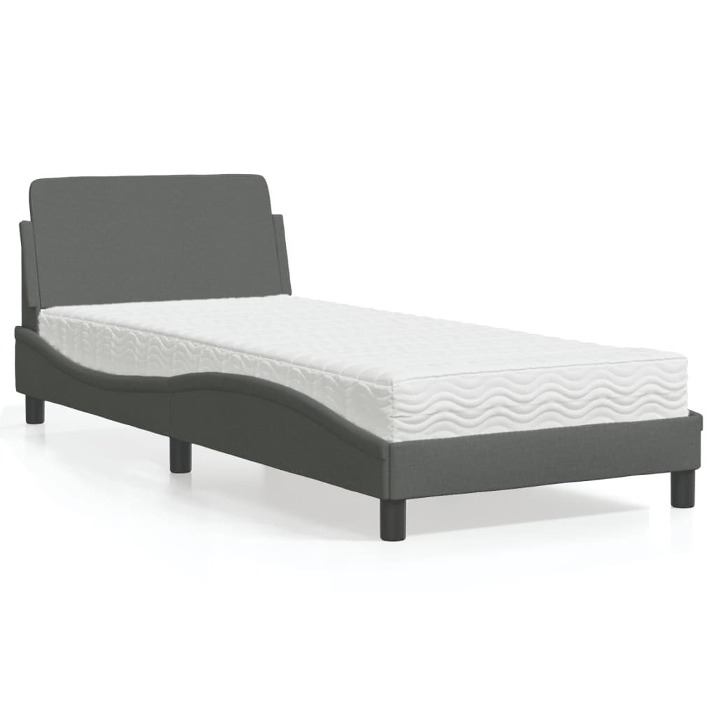 vidaXL Bett mit Matratze "Dover" Hellgrau 80x200 cm Stoff
