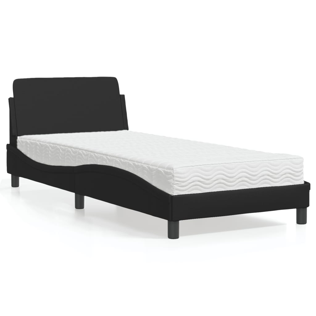 vidaXL Bett mit Matratze "Dover" Schwarz 80x200 cm Kunstleder