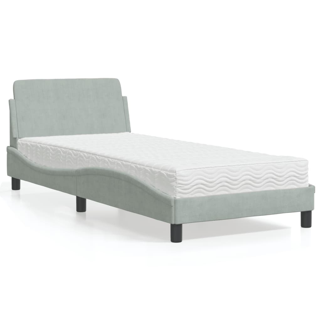 vidaXL Bett mit Matratze "Dover" Hellgrau 80x200 cm Samt