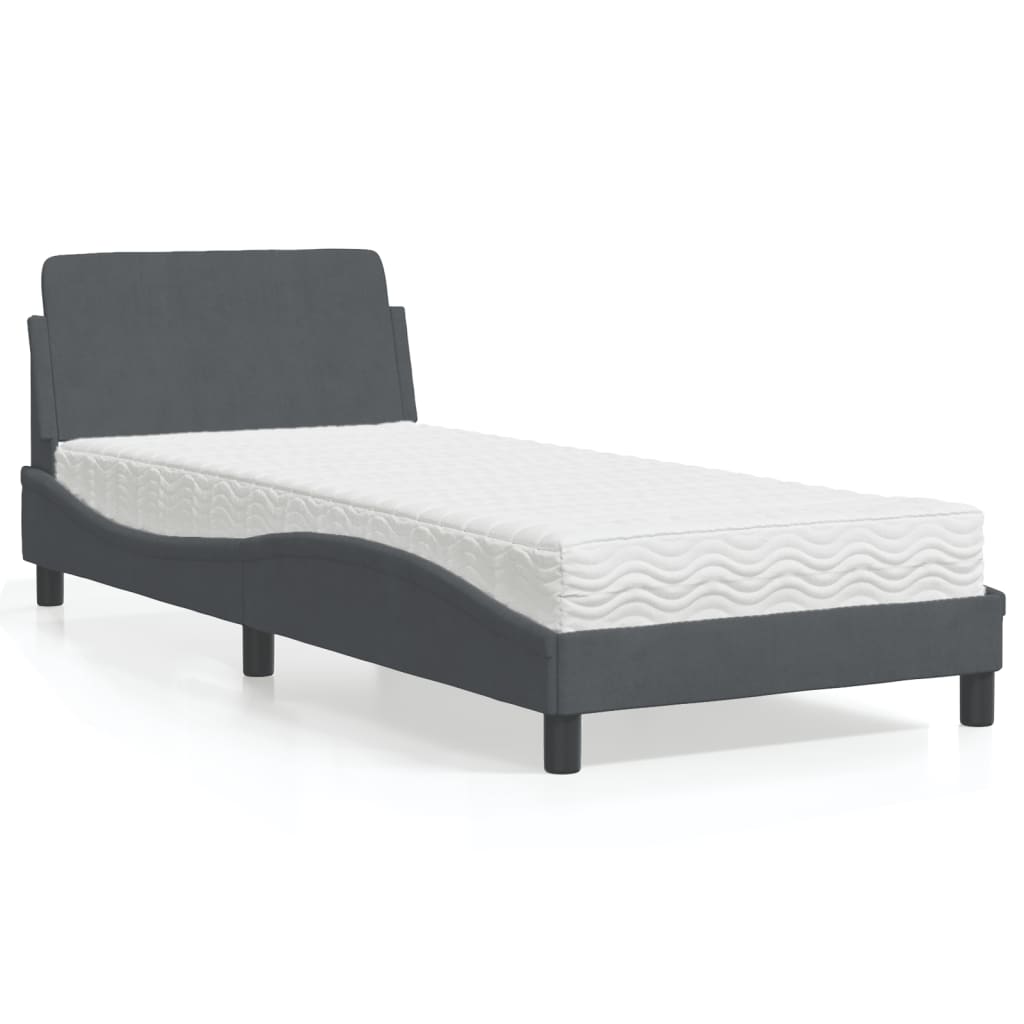 vidaXL Bett mit Matratze "Dover" Hellgrau 80x200 cm Samt