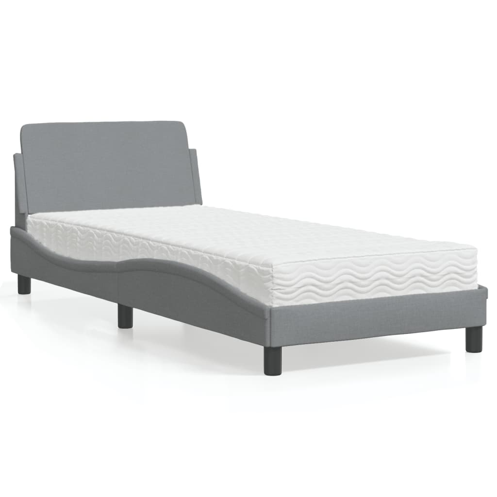 vidaXL Bett mit Matratze "Dover" Hellgrau 80x200 cm Stoff