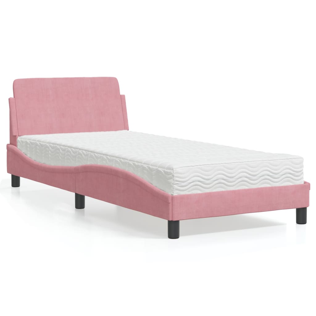 vidaXL Bett mit Matratze "Dover" Hellgrau 80x200 cm Samt