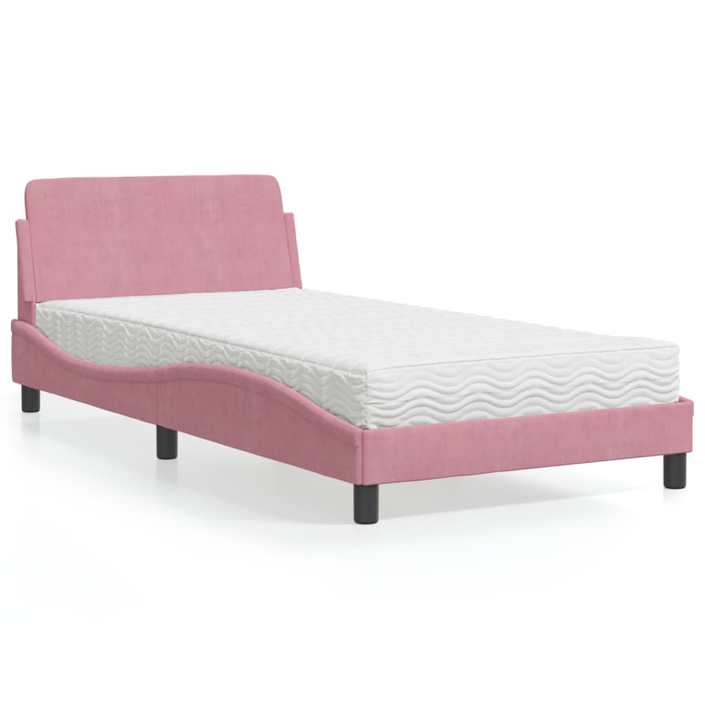 vidaXL Bett mit Matratze "Dover" Hellgrau 80x200 cm Samt