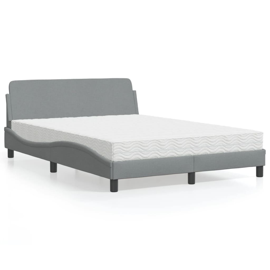 vidaXL Bett mit Matratze "Dover" Hellgrau 80x200 cm Stoff