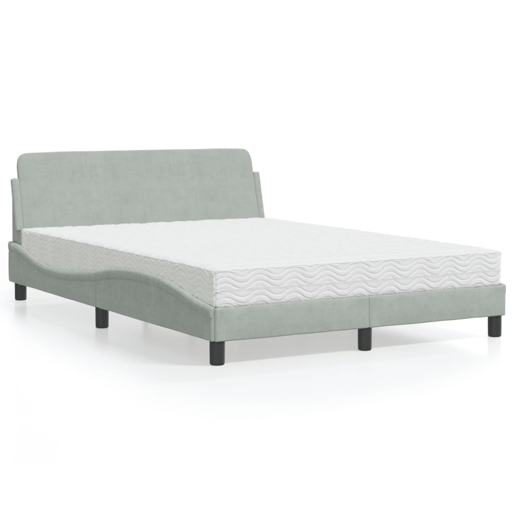 vidaXL Bett mit Matratze "Dover" Hellgrau 80x200 cm Samt