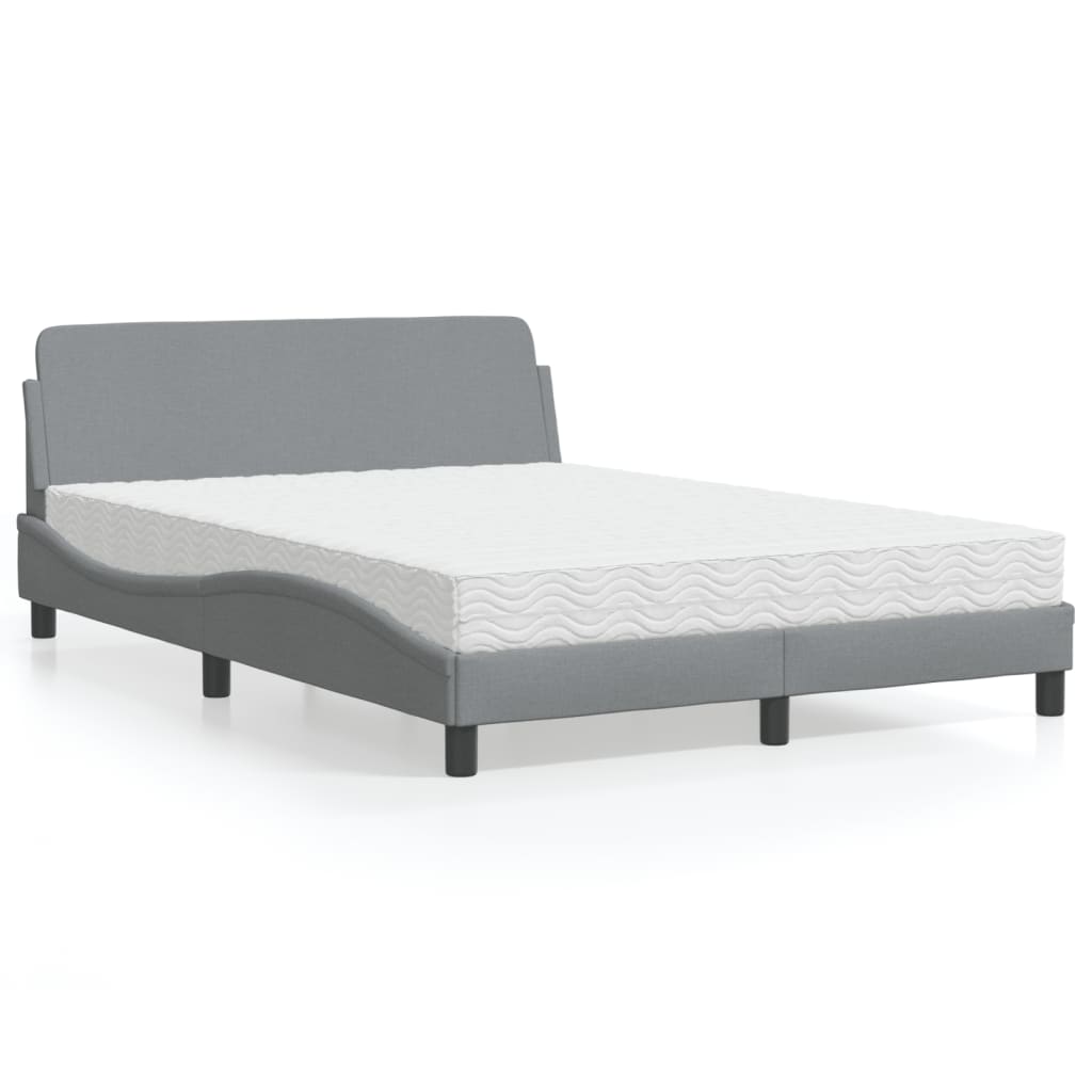 vidaXL Bett mit Matratze "Dover" Hellgrau 80x200 cm Stoff