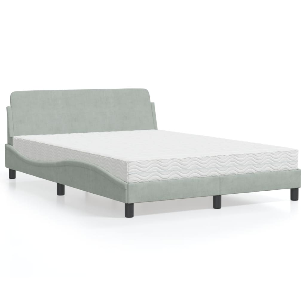 vidaXL Bett mit Matratze "Dover" Hellgrau 80x200 cm Samt