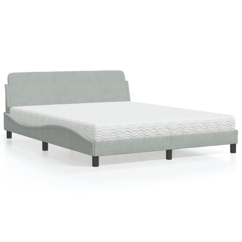 vidaXL Bett mit Matratze "Dover" Hellgrau 80x200 cm Samt