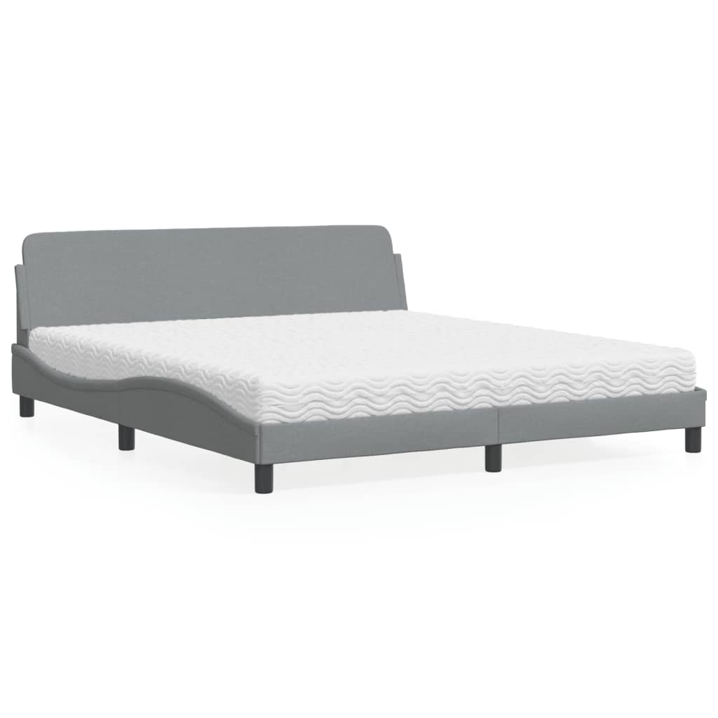 vidaXL Bett mit Matratze "Dover" Hellgrau 80x200 cm Stoff